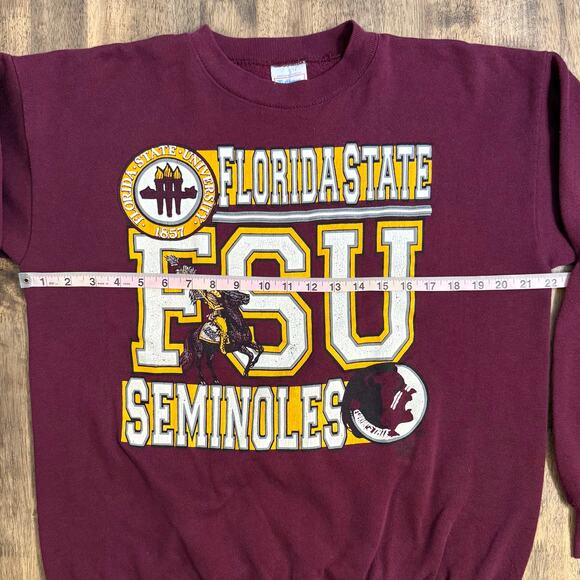 FSU Florida State Seminoles Sweatshirt Crewneck Tultex VTG 80s Maroon Unisex XL - Picture 4 of 11
